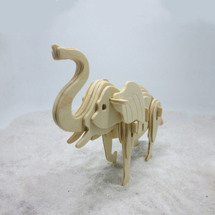 2016地摊热卖木制3D立体模型玩具 木质DIY大象拼装益智玩具批发