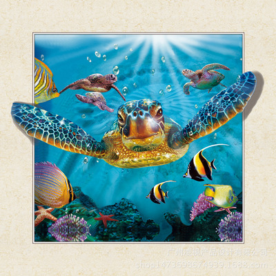 厂家直销5d画 海龟高清立体画三维立体画心立体相框装饰画