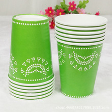Giấy Cup vải lau tay ren đám cưới bữa tiệc sinh nhật cốc dùng một lần màu xanh lá cây cốc giấy ren Cốc dùng một lần