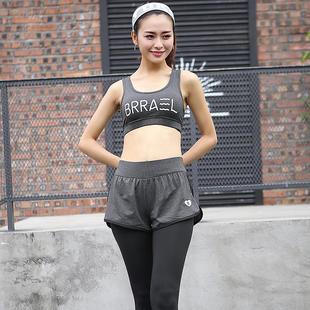 韩国新品瑜伽三件套修身显瘦短袖健身七分裤运动套装