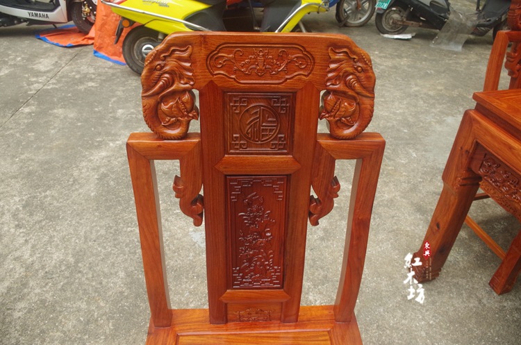缅甸花梨木花纹工艺品红木精美家具象头椅5件石家庄v花纹家具二手图片