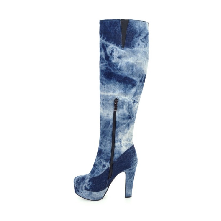 platform denim boots