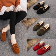 Giày đậu mùa đông nữ cộng với giày nhung cotton Giày lông nữ mùa đông 2017 phiên bản mới của Hàn Quốc của giày đế bằng sang trọng Giày cotton tại nhà