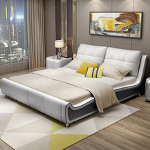 Nội thất phòng ngủ tối giản hiện đại đôi da nghệ thuật giường mềm Da giường ngủ vải nhà máy đại lý tuyển dụng trực tiếp Giường da nghệ thuật