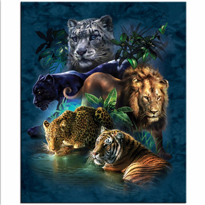动物之王老虎 狮子 豹子钻石画