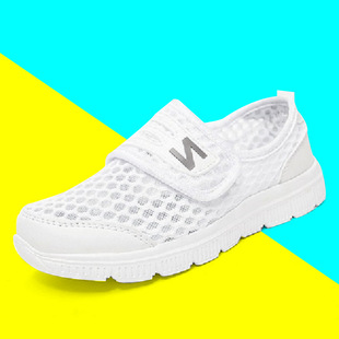 夏季新款儿童单网鞋网布透气校园白色运动鞋一脚蹬休闲鞋厂家直销