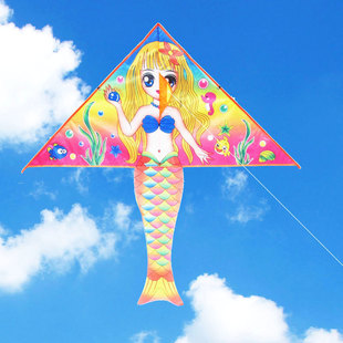 儿童风筝 批发2017新款热印1.4米亮布美人鱼风筝厂家直销量大包邮