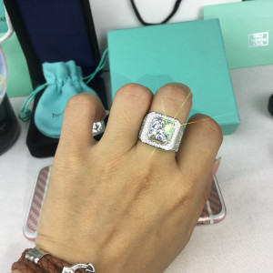 新款奢华霸气侧漏男士钻戒 纯银镀铂金工艺 满臂镶高碳钻土豪戒指