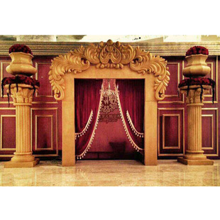 金色泡沫相框雕塑罗马柱雕花拱门仪式亭泡沫字婚庆舞台道具
