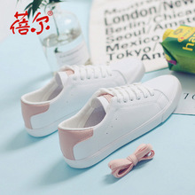 Giày vải Muir nữ 2018 mùa thu mới hoang dã Hàn Quốc đôi giày da trắng ren da giản dị giá sỉ Giày vải nữ