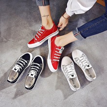 2017 mùa thu mới phiên bản tiếng Hàn của Hàn Quốc của những đôi giày trắng hoang dã đường phố đánh bại học sinh giày vải thường giày Giày vải nữ