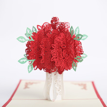 3D thẻ ba chiều lời chào mời đám cưới tùy chỉnh 情人节玫瑰 hoa thẻ giữ hoa Cards cưới Cầm hoa