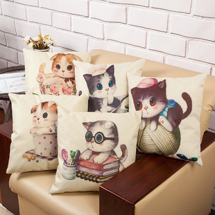 2017夏季新款卡通创意抱枕猫咪沙发靠枕抱枕套腰靠一件代发