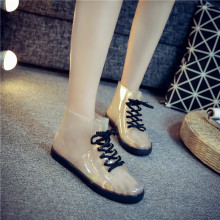 Giày cao gót dành cho người lớn Hàn Quốc Giày trượt nữ ngắn chống thấm nước trong suốt Jelly Rain Boots Giày nước Giày cao cổ Bán buôn Martin Boots Giày đi mưa nữ