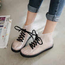Thời trang mới của Hàn Quốc ống ngắn Martin đi giày chống trượt mùa hè mùa thu giày đặt giày cao su pha lê trong suốt mưa giày nữ Giày đi mưa nữ