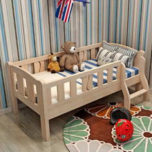 Giường gỗ chắc chắn cho trẻ em với lan can giường đơn bé bé thông giường bé gái khâu giường Giường trẻ em