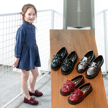 Giày mùa thu mới 2019 cho bé gái Giày da nữ có dây giày cho trẻ em Giày công chúa