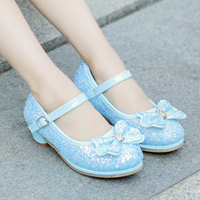 Cô gái nhỏ cao gót công chúa giày đơn mảnh sáng bóng giày mùa xuân và mùa thu sản phẩm mới cô gái nhỏ giày Hàn Quốc hiệu suất pha lê Giày công chúa