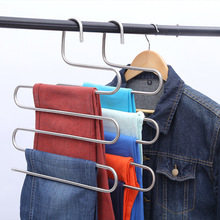 S loại nhiều lớp thép không gỉ đa chức năng quần ma thuật giá đỡ quần folder quần quần giá treo móc treo tủ quần áo lưu trữ Móc áo