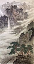 纯手绘中国山水画 黄山迎客松国画 字画客厅办公室装饰画六尺