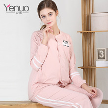 Yinuo mùa xuân và mùa thu mới phụ nữ mang thai phù hợp với quần áo cotton tháng thường ra quần áo cho con bú thời trang áo len phụ nữ mang thai Bộ đồ mặt trăng
