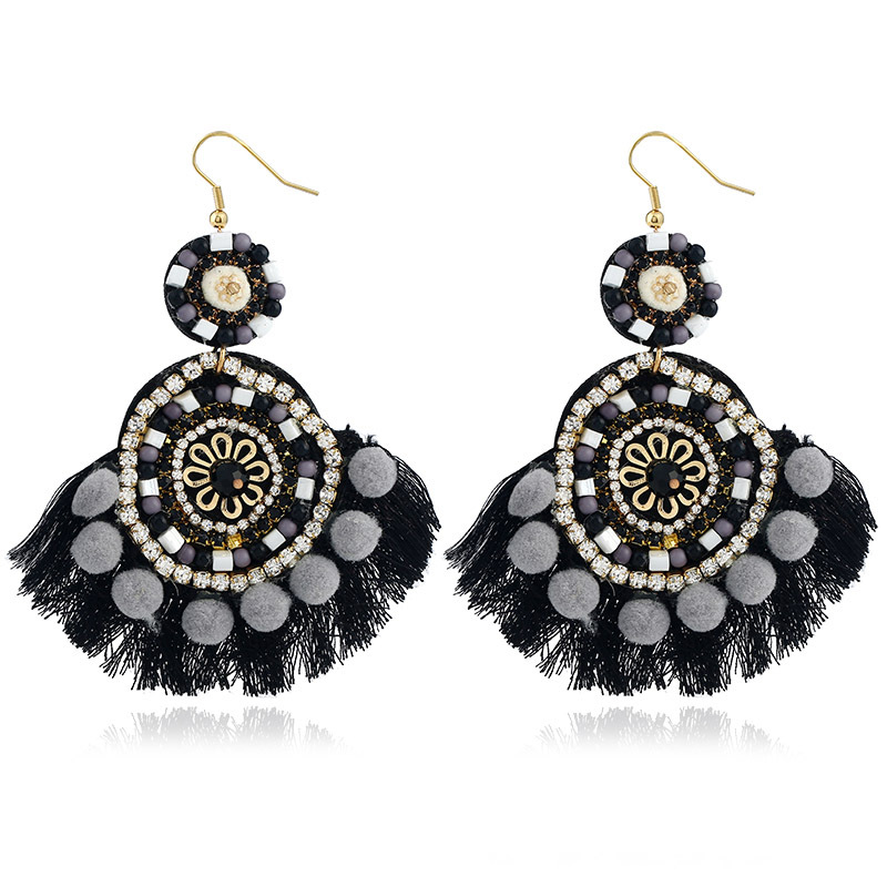 Occident and the United States Bead Drip oil earring (KC gold - black)NHKQ1145-KC gold - black