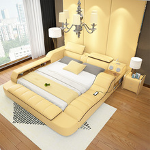 Tatami giường da chủ phòng ngủ nội thất mềm chức năng massage da nghệ thuật giường 1,8 m giường đôi đơn giản Giường da nghệ thuật