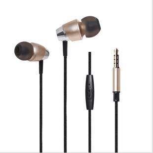 厂家直销入耳式金属耳机线控耳机编制线材耳机