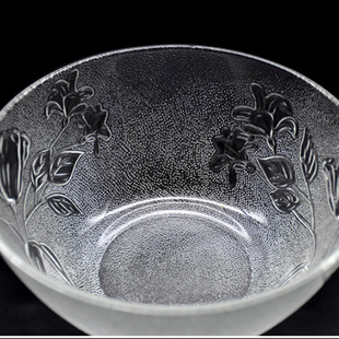 厂家直销玻璃碗 沙拉玻璃碗 钻石玻璃碗 玫瑰沙拉家用环保玻璃碗
