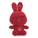 来图定制可爱害羞兔子毛绒玩具 新年红色福字小兔公仔 生日礼物