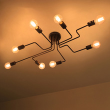 Mô hình sáng tạo Mỹ tối giản hiện đại đèn sắt rèn nghiên cứu cá tính sáng tạo đèn trần nhà hàng phòng ngủ đèn phòng khách đèn Đèn trần Mỹ
