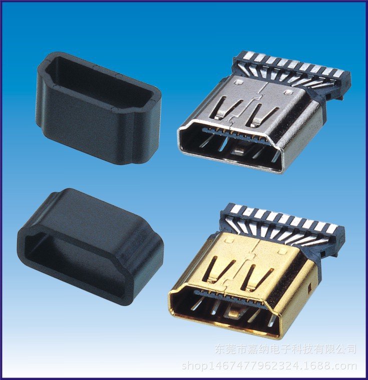连接器数据线HDMI 19P母头焊线式夹板插头高清铜带
