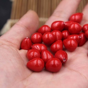 现货供应天然红色水滴贝珠 diy饰品配件耳环吊坠散珠大红半孔珍珠