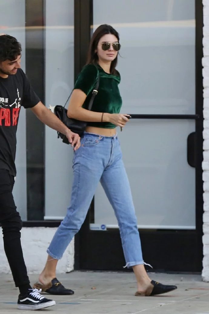 欧美街拍潮款显瘦水洗毛边九分牛仔裤女