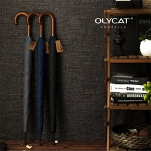 OLYCAT đôi phần dài ô của tay cầm bằng gỗ gió ô tự động màu ô kinh doanh ô nam cong Ô tự động