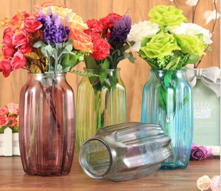 新款子怡花瓶欧式地中海透明玻璃插花瓶摆件富贵竹花器玻璃插花瓶