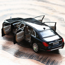 - (Đóng hộp) Maybach Mercedes s600 mẫu xe kéo dài 1: 24 âm thanh và ánh sáng kéo lùi xe 6 cửa bán ngoại thương nóng Mẫu xe