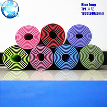 Thảm tập yoga hai màu màu xanh da trời dày 6 mm Thảm tập thể dục dài thân thiện với môi trường Thảm tập yoga