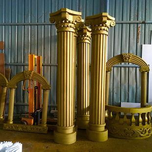 金色羅馬柱雕花拱門儀式亭泡沫字婚慶泡沫相框雕塑舞臺道具