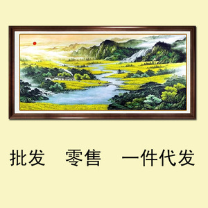 国画 字画批发 旭日东升山水画 办公室装饰画 高仿真画芯横幅3-65