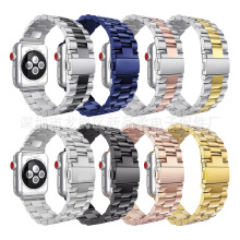 Áp dụng cho Apple Watch3 ba hạt dây đeo kim loại thép không gỉ dây đeo cổ tay táo ba dây đeo nhà máy bán buôn Dây đeo đồng hồ thông minh