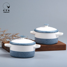 Nhật Bản và Hàn Quốc phong cách đơn giản và thanh lịch men tuyết và hiệu quả bộ đồ ăn bằng đá cẩm thạch gốm nồi chậm trứng hai tai chén súp nhỏ Hầm