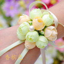 Đồ cưới cưới cưới phù dâu cổ tay hoa chị em tay hoa mô phỏng Hàn Quốc vải ngọc trai cổ tay hoa Kéo ruy băng hoa