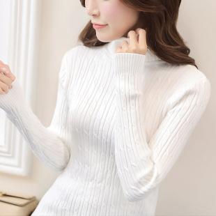 冬季新品女装毛衣 韩版高领麻花针织衫女 加厚长袖打底衫