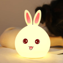 Trẻ em dễ thương thỏ silicone đêm ánh sáng phòng ngủ usb sạc led ánh sáng thỏ điều khiển từ xa phòng ngủ dễ thương gấu đêm ánh sáng Đèn ngủ