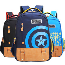 Phim hoạt hình thiếu nhi Schoolbag Super Hero Spider-Man Captain America Iron Man 1-3-6 Lớp cậu bé Túi tiểu học