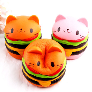 Новые товары разлетаться, как горячие пирожки Squishy медленный отскок игрушка кожзаменитель моделирование гамбургер кот декомпрессия хлеб завод в наличии штифт