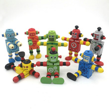 Bán buôn robot gỗ biến dạng khớp đồ chơi xe người đàn ông mô hình đồ chơi 1-3-6 tuổi bé đồ chơi giáo dục Mô hình robot