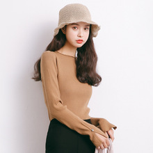Mùa thu 2019 Mới của phụ nữ Hàn Quốc Vòng cổ dài tay áo cao cổ áo len dệt kim Nhà máy trực tiếp Áo len nữ