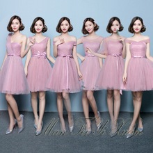 Váy phù dâu ngắn đoạn 2019 hè mới Hàn Quốc nhóm chị em dán đậu màu băng mỏng tốt nghiệp đầm dạ hội Đám cưới sườn xám